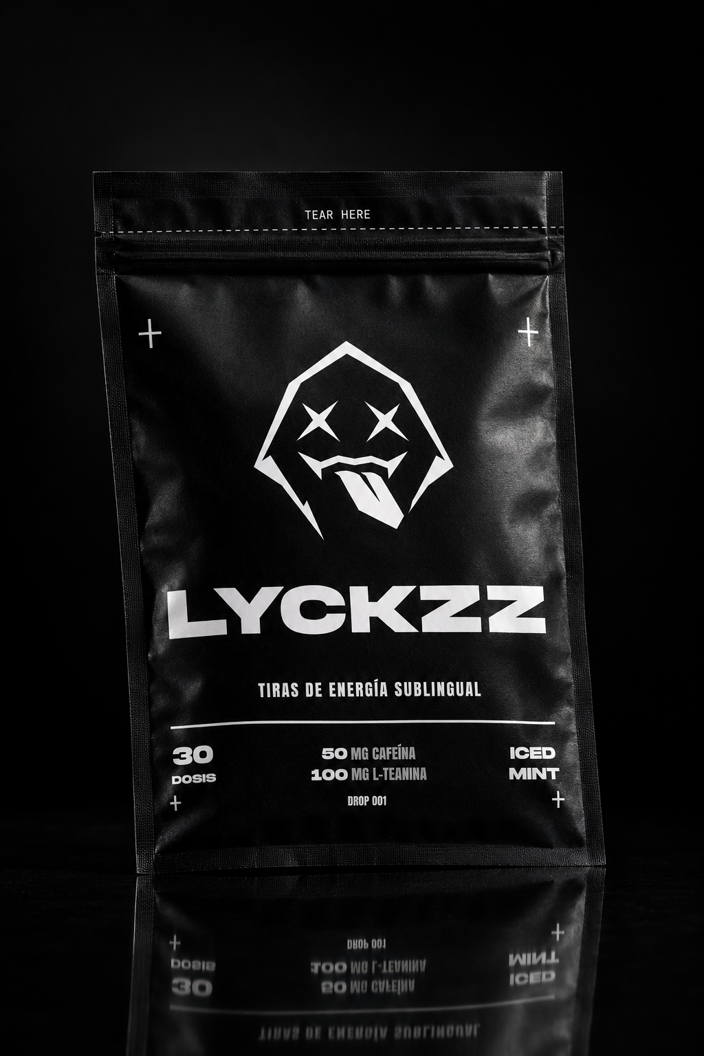 Bolsa de LYCKZZ, tiras de energía sublingual, vista frontal